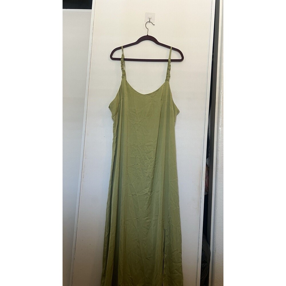Nasty Gal Summer Fairycore Green Solid Slip Maxi Dress Plus Size US 20